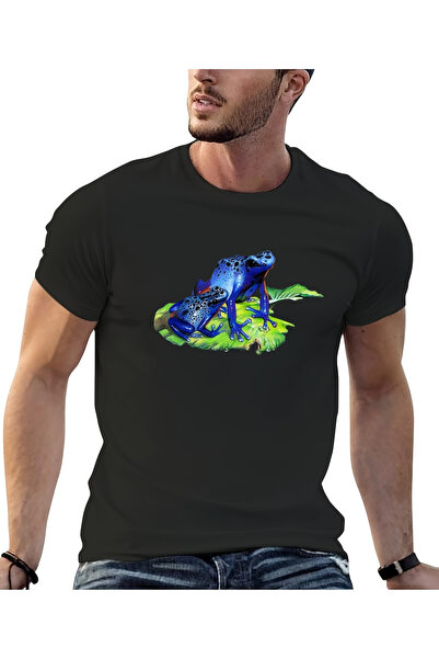 YIO YIO تي شيرت رجالي جديد باللون الأزرق من Blue Poison Dart Frog