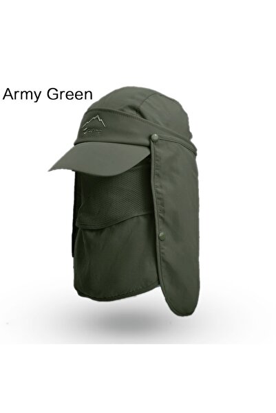 Choice Army Green Men's Quick Dry Bucket Hat with Detachable Face Mask Neck C...
