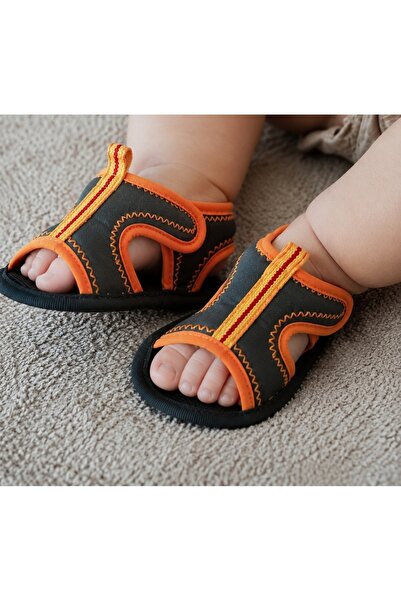 Pure Boutique Sandale bebe gri cu portocaliu tip sport, usoare si confortabil...