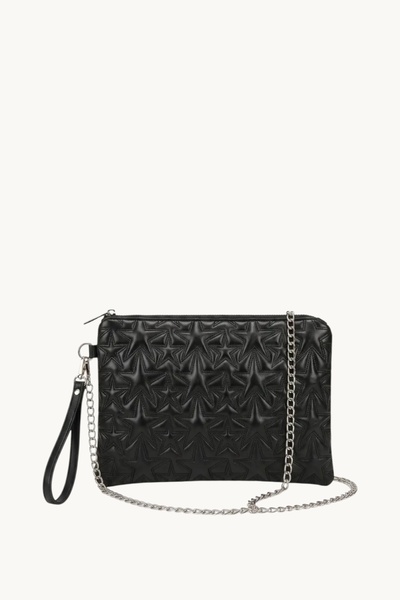 EG BAGS Nova Shine Yıldız Nakışlı Mat Siyah Clutch ve Çapraz Çanta