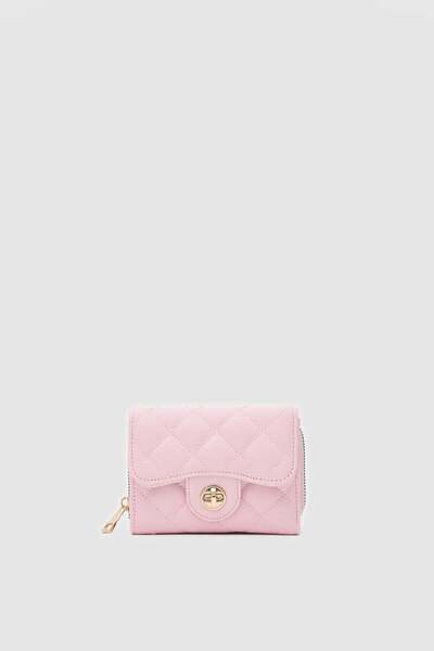 Shule Bags Coco Embroidery Detailed Zippered Women's Wallet Powder Pink