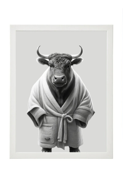 Boomah Accessories Bull in Bathrope , Bathroom Wall Art, Nursery Poster with ...