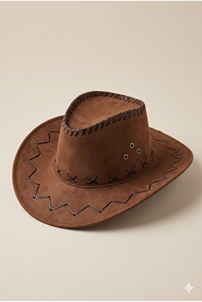 Belifanti Collection Brown Unisex Lace-Up Nubuck Cowboy Hat Western Country S...