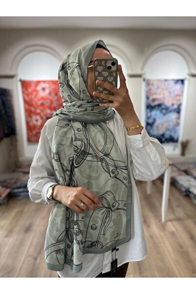 e.m ipek Chain Pattern Soft Shawl - Mint