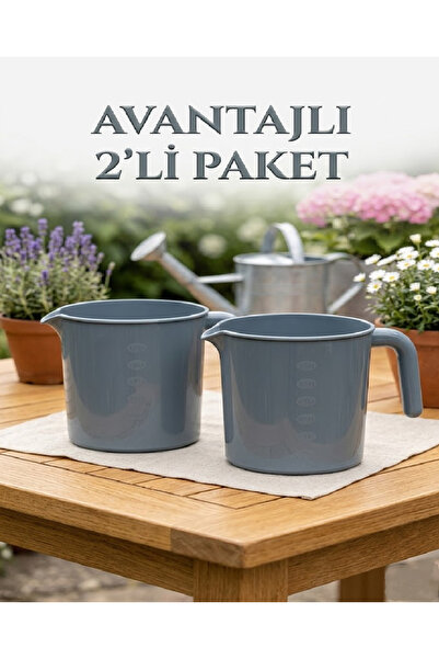 HANK TİCARET 2 Adet Gri Esnek Maşrapa - 1.25 L Darbeye Dayanıklı Banyo Maşrap...