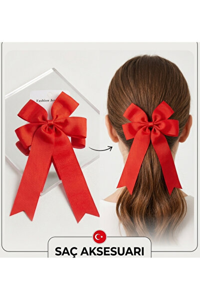 BİRİCİK COLLECTİON Red Satin Hair Clip