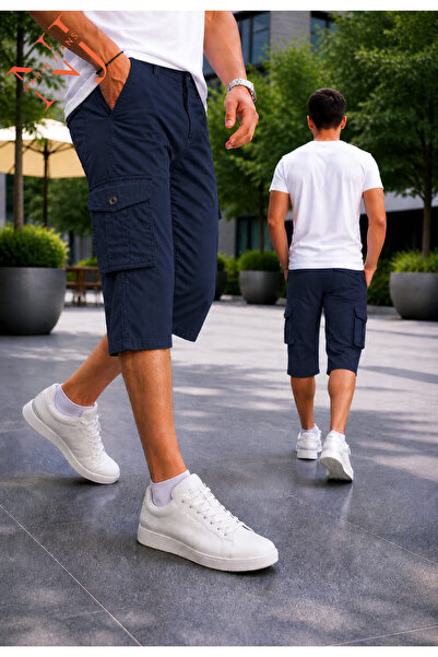 NARİN JEANS Pantaloni scurți bermuda pentru bărbați, lungi, cu buzunare cargo...
