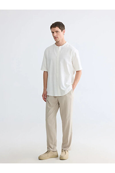 LC Waikiki White Hakim Collar Men's Basic Shirt