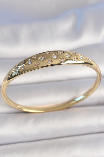 northcity n Zircon Stone Star Embellished Women's Bracelet - Brass Gold Color...