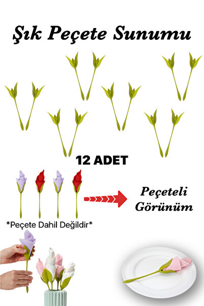 TEKNETSTORE Çiçek Şekilli Peçete Katlama Aparatı Yemek Ve Sofra Dekorasyon Su...