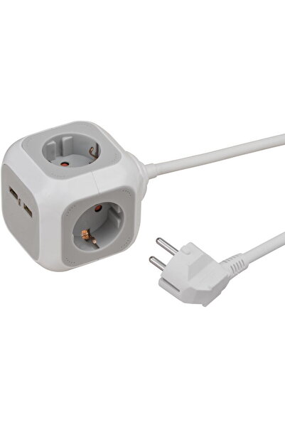 Brennenstuhl Prelungitor tip cub, 2xUSB 2100 mA, 4 prize, indicator LED, cabl...