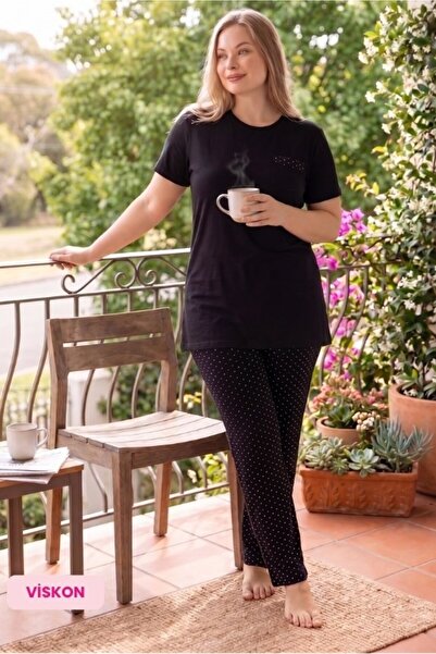 GUAVA+ Women's Buttonless Crew Neck Viscose Short Sleeve Pajama Set (Basen Co...