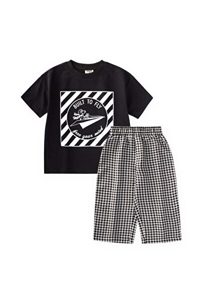 Cigit Wide Leg Trousers Set 1-7 Years Black