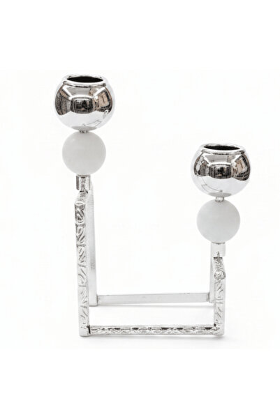 AKDC 2-Way Silver Metal Candle Holder | Dual Globe Candlestick | 9×18 cm