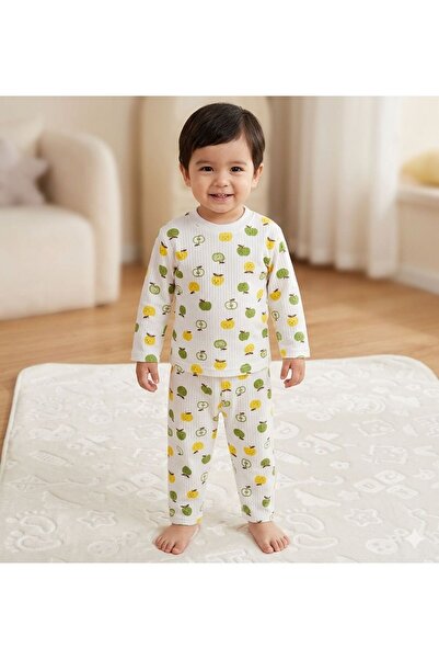anne dokunuşu gibi KUZUM BEBE Meyveli %100 Pamuk kumaş 2'li Çocuk Bebek Pijama Takımı Not:Bir beden büyük tercih ediniz.