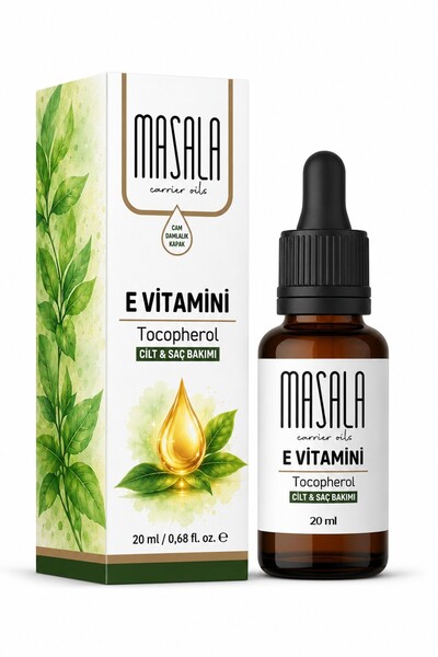 Masala E Vitamini 20 ml - Damlalıklı Cam Şişe - Kozmetik Bakım Yağı