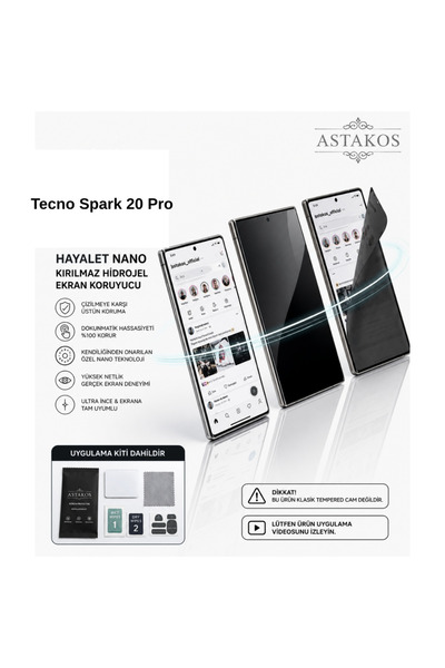 Astakos فيلم TPU متوافق مع هاتف Tecno Spark 20 Pro، مصنوع من مادة هيدروجيل غي...