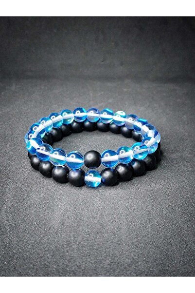 LADIN DOGALTAŞ Onyx & Blue Czech Crystal (thermal Quartz) Natural Stone Lover...