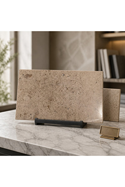 Taş Devri İSM Travertine Cutting Board & Travertine Presentation Tray 16 Cm*30 cm