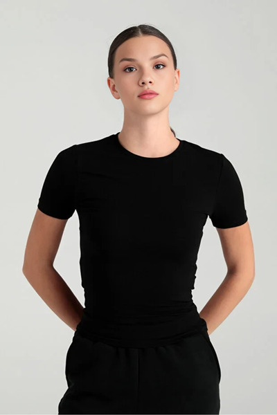 CloudyMood Women's Ultra Soft Round Neck Short Sleeve Blouse Ecru