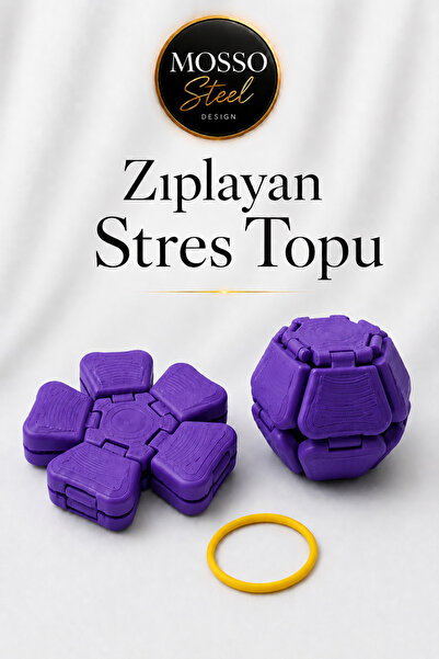 Mosso Steel Zıplayan Stres Topu Clicker Stres Topu – Lastik Mekanizmalı 3D Ba...