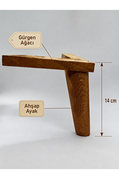 GÜNEŞLER AHŞAP AYAK 14 CM - ADET - AÇIK CEVİZ BOYALI - KOLTUK AYAĞI