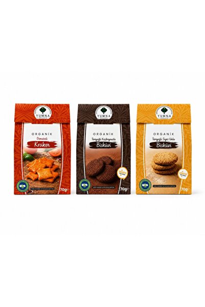 Yumna Organik Organik Sertifikalı Bisküvi-Kraker Çeşitleri 3'lü 70Gr.