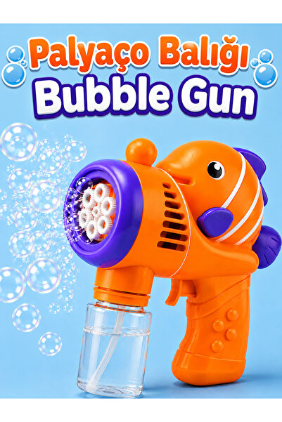 a v d a Palyaço Balığı Bubble Gun Işıklı Ve Pilli Otomatik Baloncuk Köpük Tab...