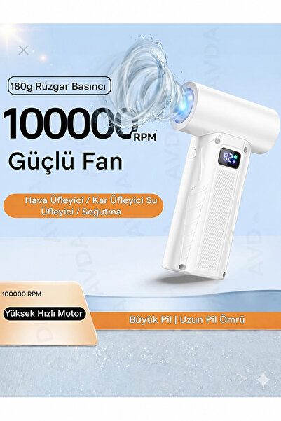 AVDA Mini Jet Fan Açık Hava Spor Kampı Için Mangal için Güçlü Fan Şarj Edileb...