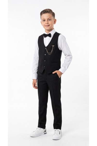 Mışıl Kids Set pentru băieți cu vestă, papion și lanț
