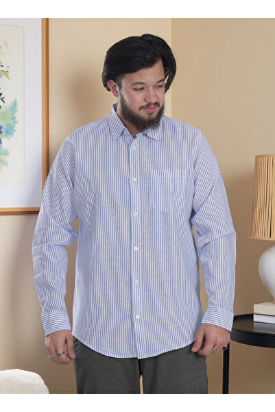 Finelook Men's Casual Stripe Long Sleeve Shirt - Relaxed Fit