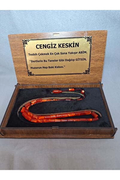 Kişiye özel ahşap kutulu, içi ışıltılı/parlak simli, kesme sıkma model lüks tesbih