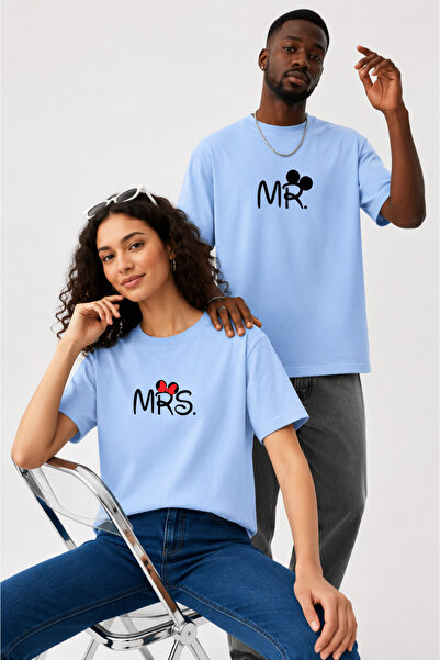 LORVEX Couple Combination Men's - Women's Oversize T-Shirt 100% Cotton Printe...