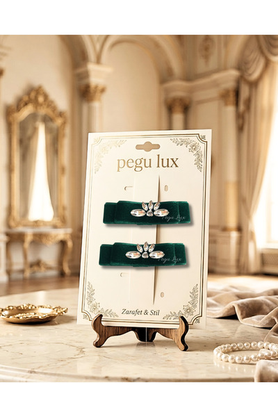 pegu baby collection Set de 2 agrafe de păr din catifea verde smarald, mici, ...