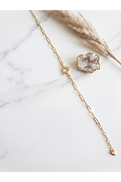 XUPING JEWELRY Xuping Kalp Uçlu Gemi Dümeni Kilitli Ataç Zincir Bileklik 14K ...