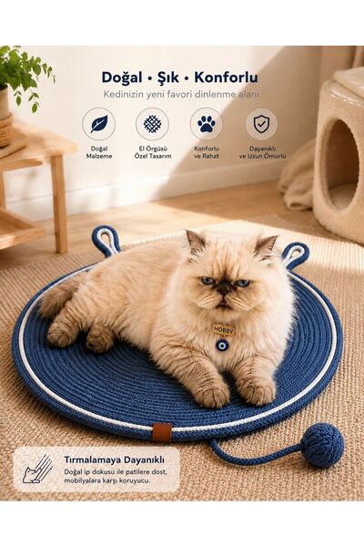 cdk Hobby Premium El Örgüsü Kedi Tırmalama Matı Oyuncak Toplu Konforlu Kedi Y...