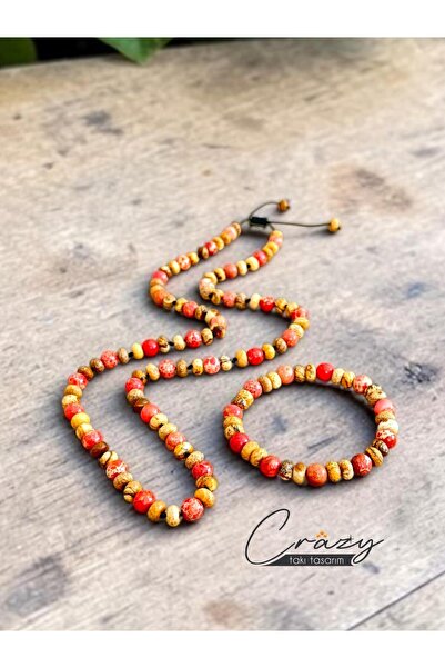 CRAZY TAKI TASARIM 8 mm Picture Jasper & Varasit Natural Stone 70-80 cm Long ...