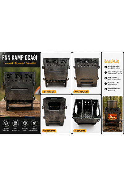 FNN Katlanabilir Kamp Ocağı – Mini Çelik Kamp Sobası