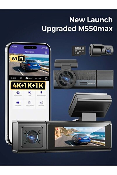 GENERIC4 كاميرا سيارة AZDOME M500 (أحدث إصدار M550 ماكس) بدقة 4K أمامية + 1K ...