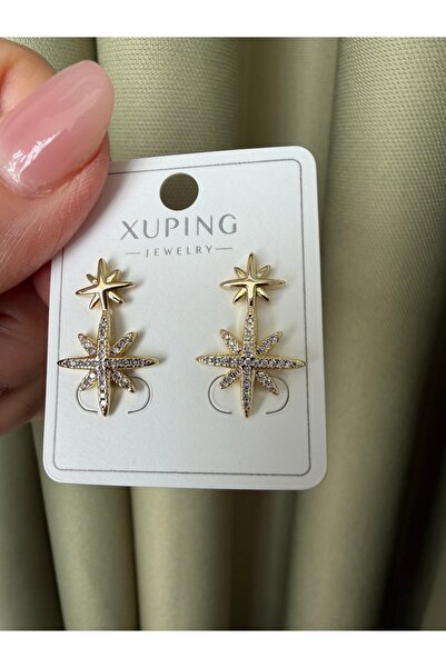 XUPING JEWELRY أقراط TuelaTaki/Xuping على شكل نجمة مرصعة بالأحجار - أقراط نسا...