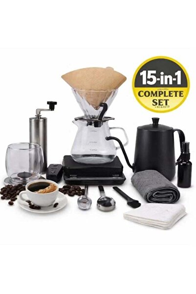 Generic Denx 15-in-1 Coffee Maker Kit DX4205 Pour Over Coffee Set with Glass ...