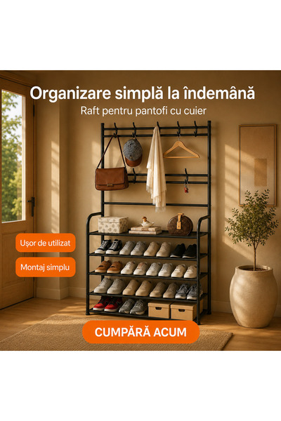 OEM Cuier cu Pantofar Metalic – 5 Rafturi (RO-V01)
