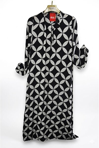 elma abone Plus Size Mother's Viscose Patterned Dress
