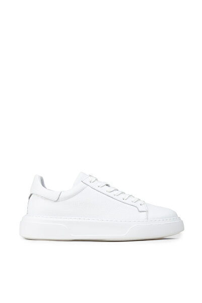 Deery Men's Genuine Leather White Sneaker Shoes