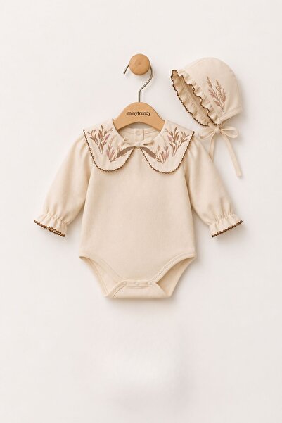 Minytrendy Kız Bebek Vintage Romper Takım Nakış Yakalı Boneli Body Yenidoğan ...