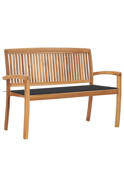 vidaxl Stackable garden bench with Pillow, 128.5 cm, solid teak wood