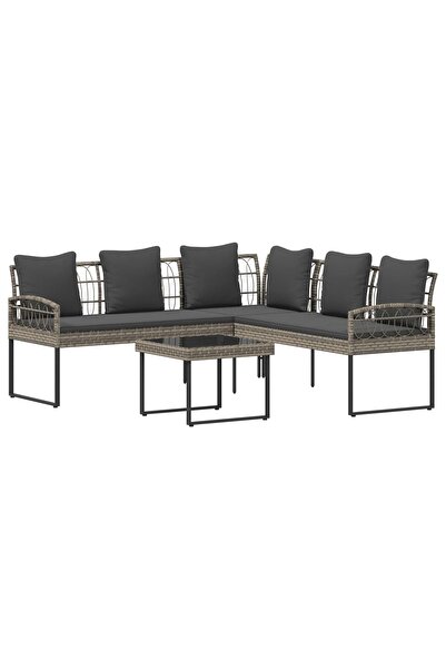 vidaxl Set de canapea pentru grădină 2 pcs Gri Ratan poli și Oțel