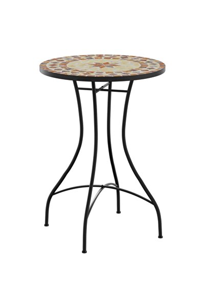 vidaxl Masă de bistro mozaic, cărămiziu și alb, Ø50x70 cm, ceramică