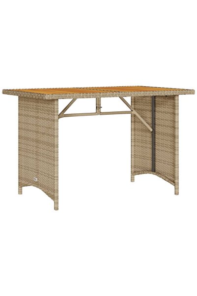 vidaxl Garden table with wooden top, beige 110x68x70 cm polyrattan