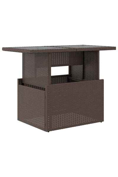 vidaxl Garden table, glass top, brown, 100x55x73 cm, polyrattan